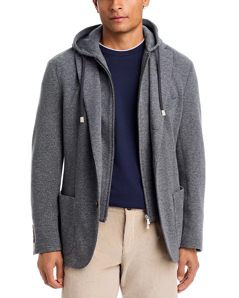Eleventy Hooded Single Breasted Jacket