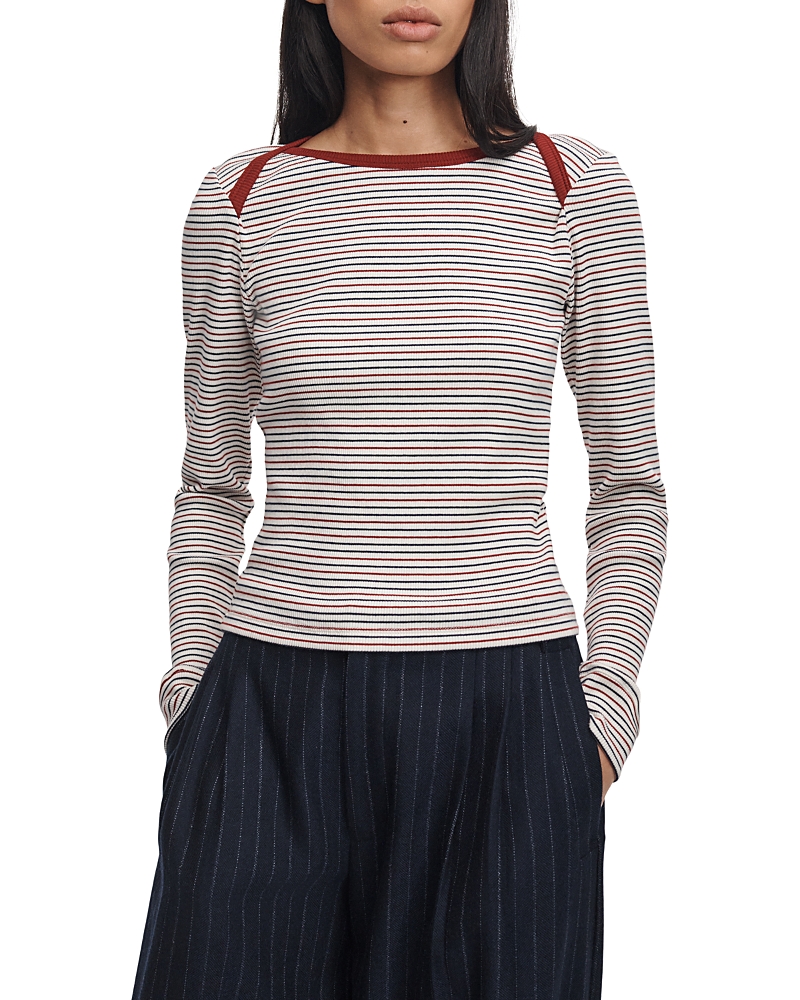 rag & bone The Essential Cotton Blend Rib Bateau Top