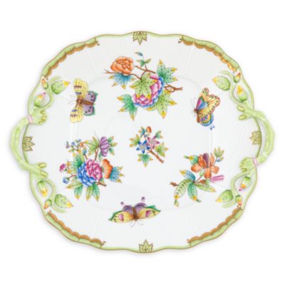 Queen Victoria Square Cake Plate with Branch Handles