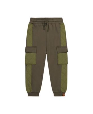 Boys' Bi-Material Fleece Cargo Pocket Quilted Panel Sweatpants - Little Kid