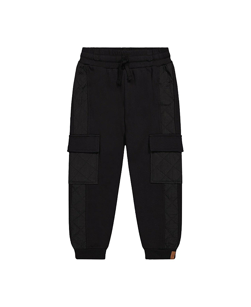 Deux par Deux Boys' Bi-Material Fleece Cargo Pocket Quilted Panel Sweatpants - Little Kid, Big Kid