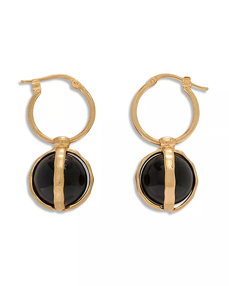 Jil Sander Rose Quartz Charm Hoop Earrings