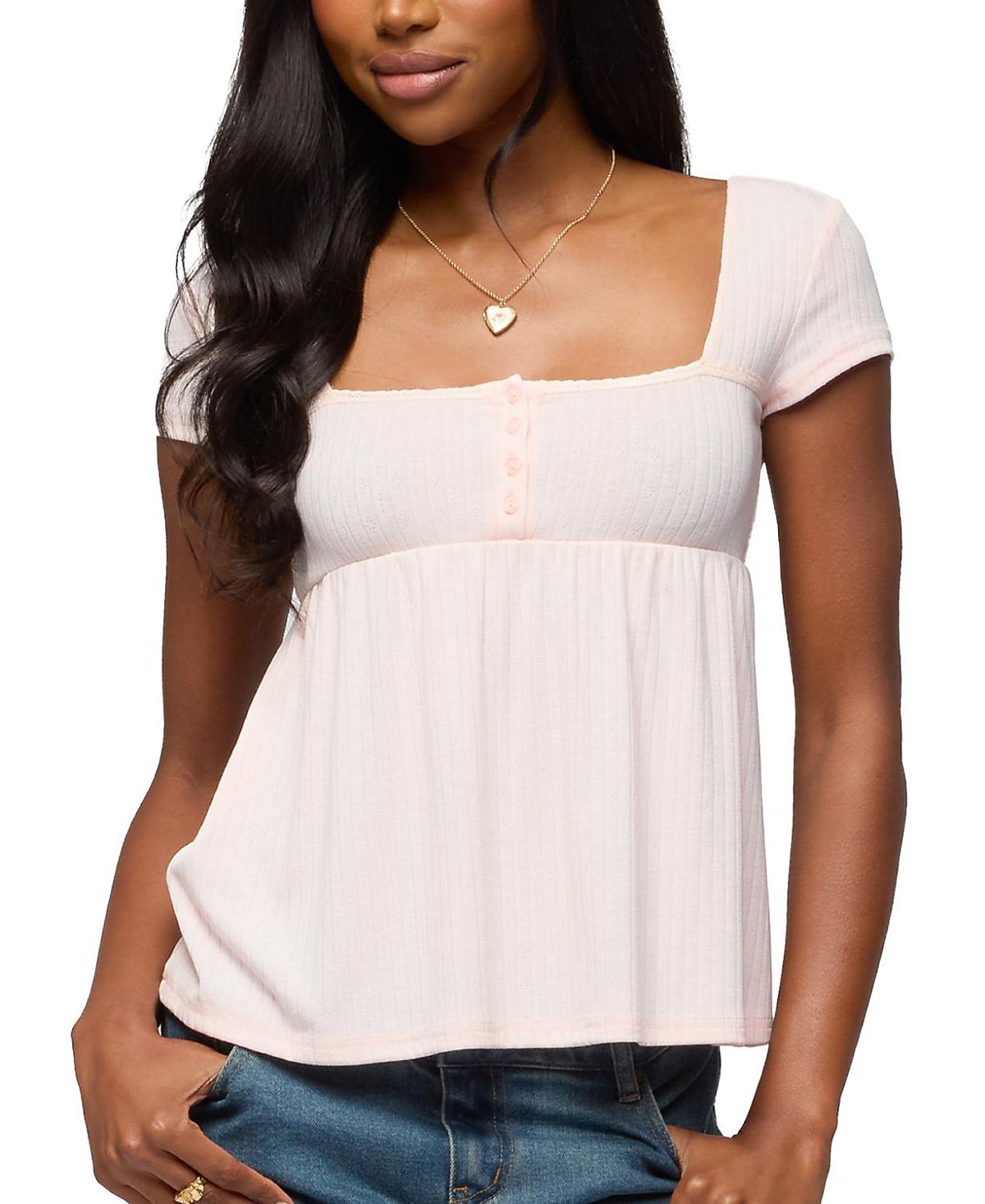 Edikted Bette Pointelle Babydoll Top