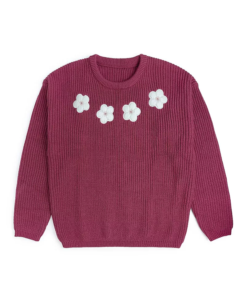 Sweet Wink Floral Applique Women's Sweater