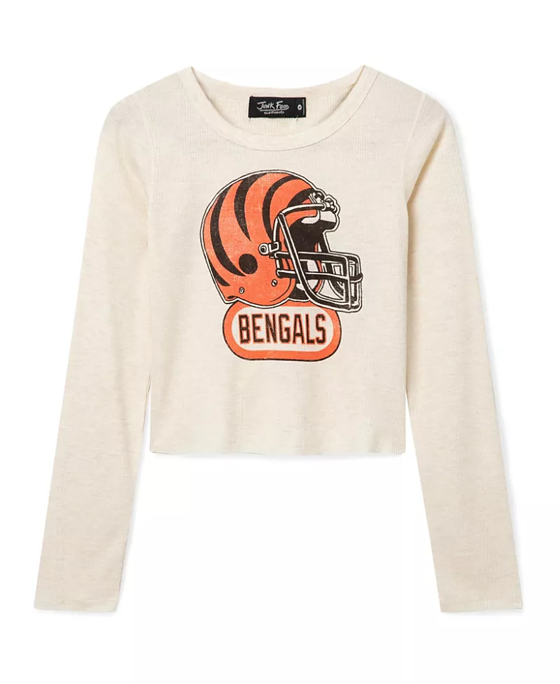 Junk Food Clothing Women's Cincinnati Bengals Helmet Crop Thermal