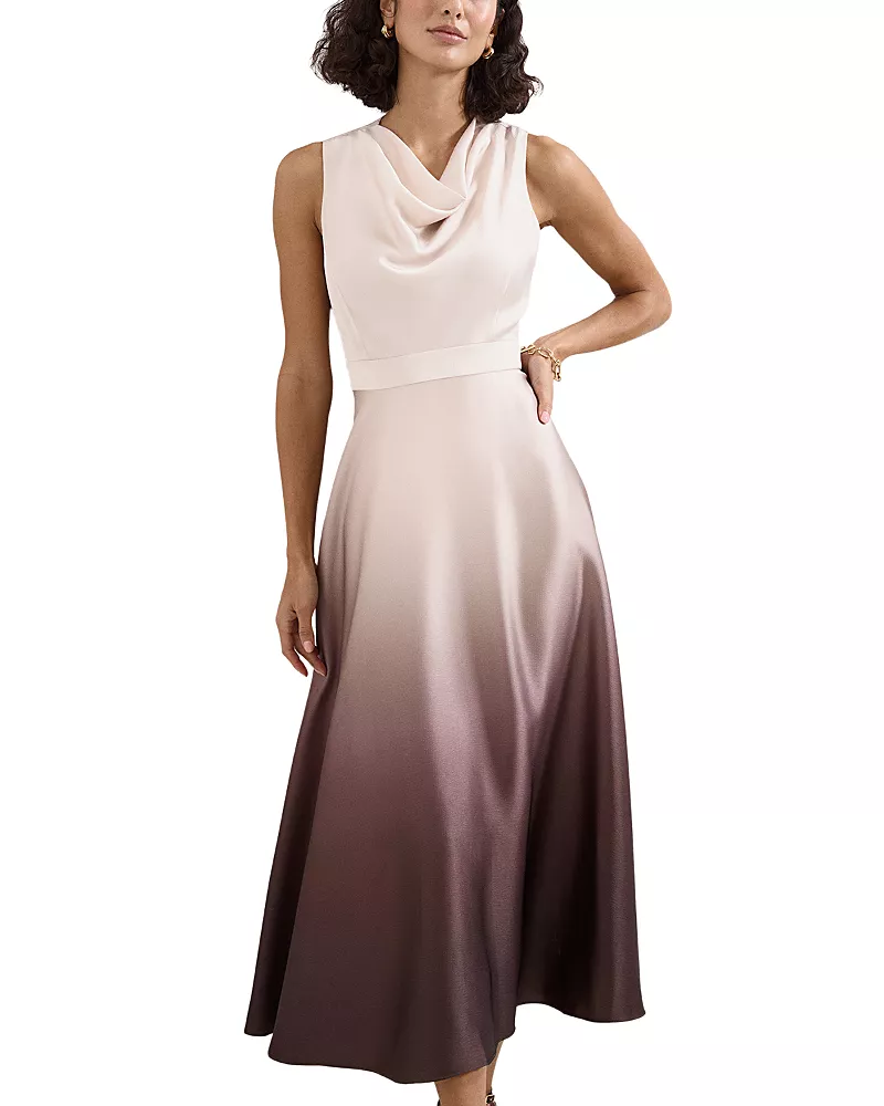 Phase Eight Petites Cheryl Cowl Neck Ombre Midi Dress