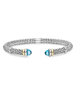 18K Yellow Gold & Sterling Silver Gemstone Versa Torque Bracelet