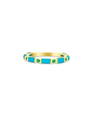 14K Yellow Gold Turquoise & Emerald Band