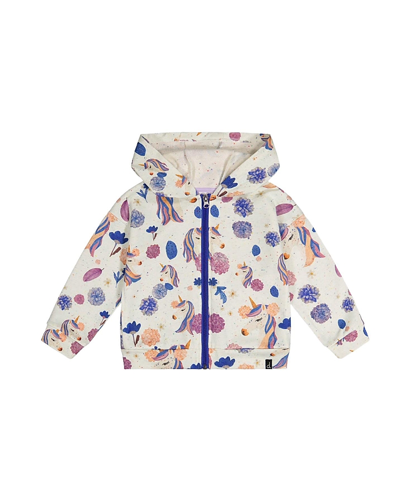 Deux par Deux Girls' Hooded Zip Side Pocket French Terry Cardigan - Little Kid