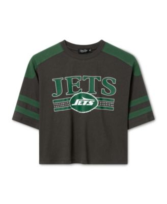 Women's New York Jets Striped Bling Crop Tee