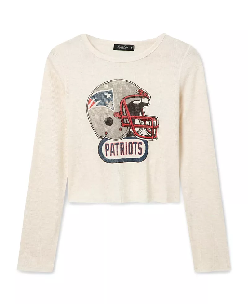 Junk Food Clothing Women's New England Patriots Helmet Crop Thermal