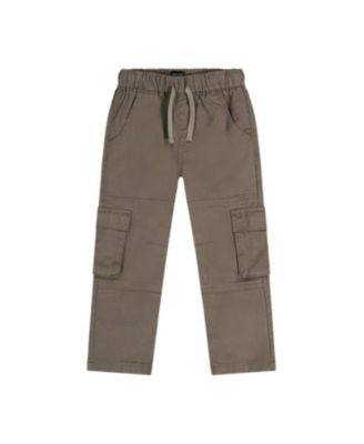 Boys' Twill Cargo Pocket Elastic Drawstring Waist Pants - Baby