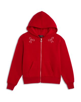Girls' Rhinestone Bow Full Zip Hoodie, Big Kid - Exclusive