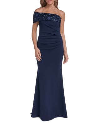 One Shoulder Side Pleat Gown 