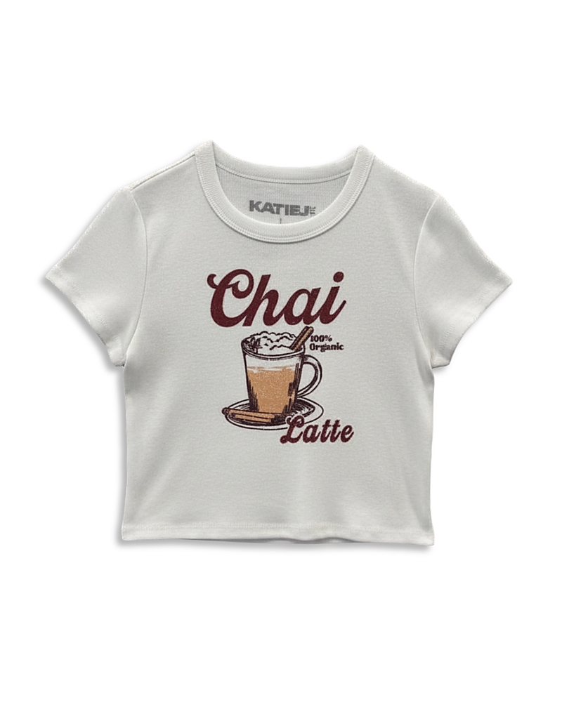 KatieJnyc Girls' Tween Chai Latte Classic Baby Graphic Tee - Big Kid