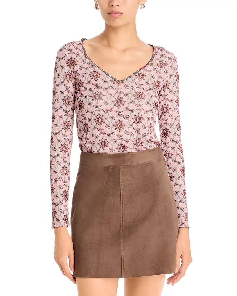 Johnny Was Lindey Wide V Neck Long Sleeve Top