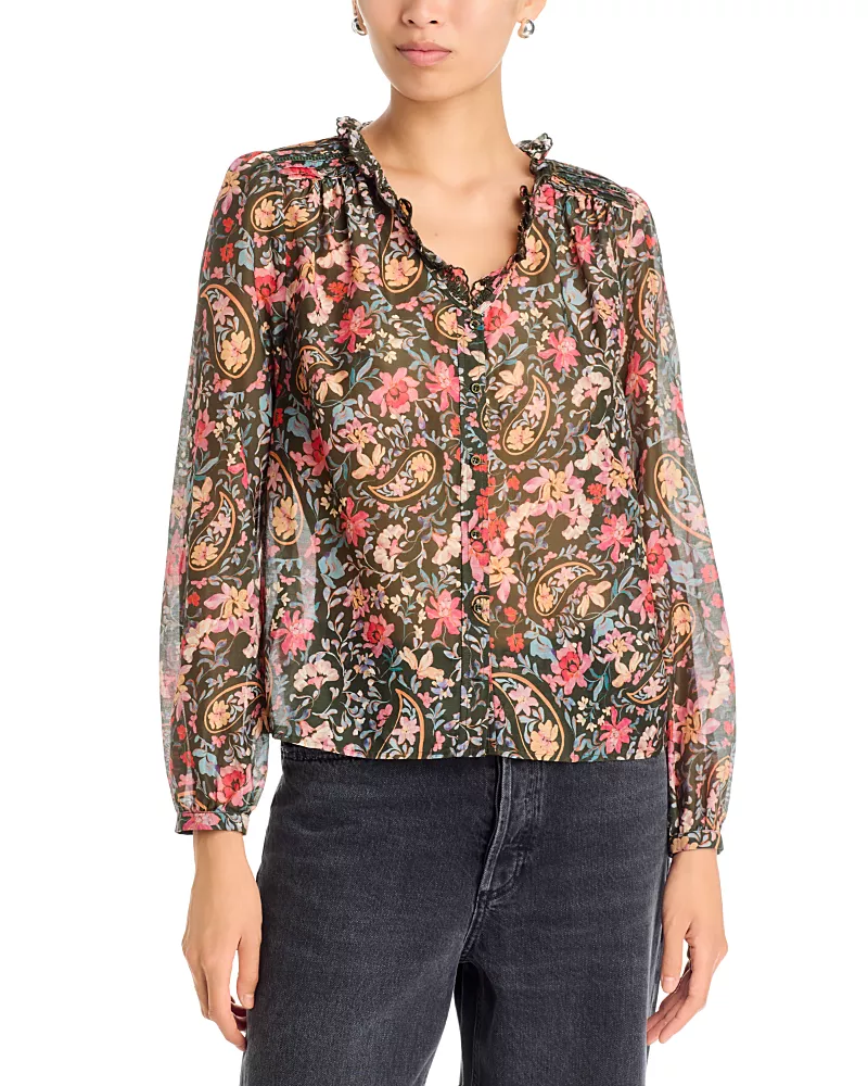Johnny Was Hanneth Cotton & Silk Ruffled Blouse
