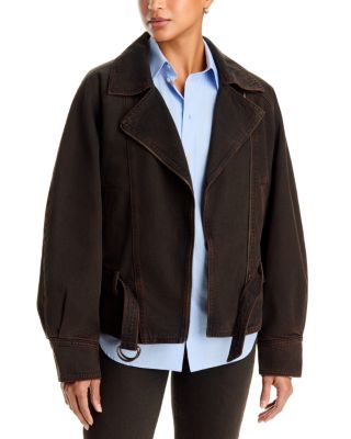 '80s Denim Belted Bomber Jacket in Over A Cup