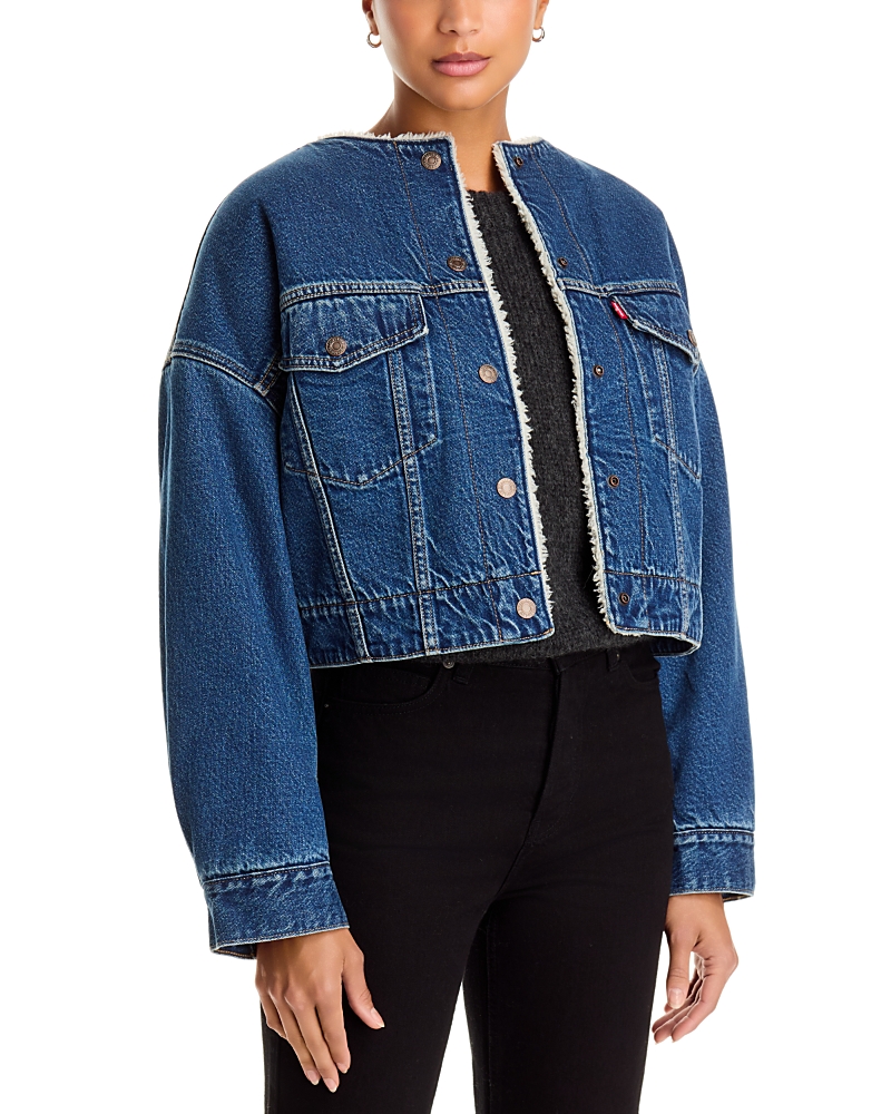 Levi's Sherpa Lined Cropped Denim Trucker Jacket