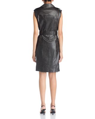 Alexis Belted Faux Leather Dress - thumbnail 4