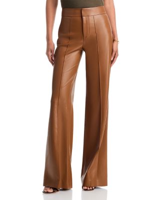 Dylan High Waist Wide Leg Pants in Ecru Vegan Leather