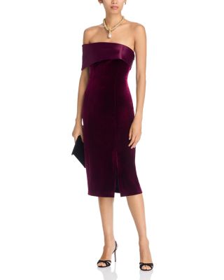 Velvet One Shoulder Cocktail Dress - thumbnail 3