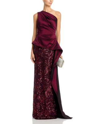 Taffeta Sequin One Shoulder Gown - thumbnail 2
