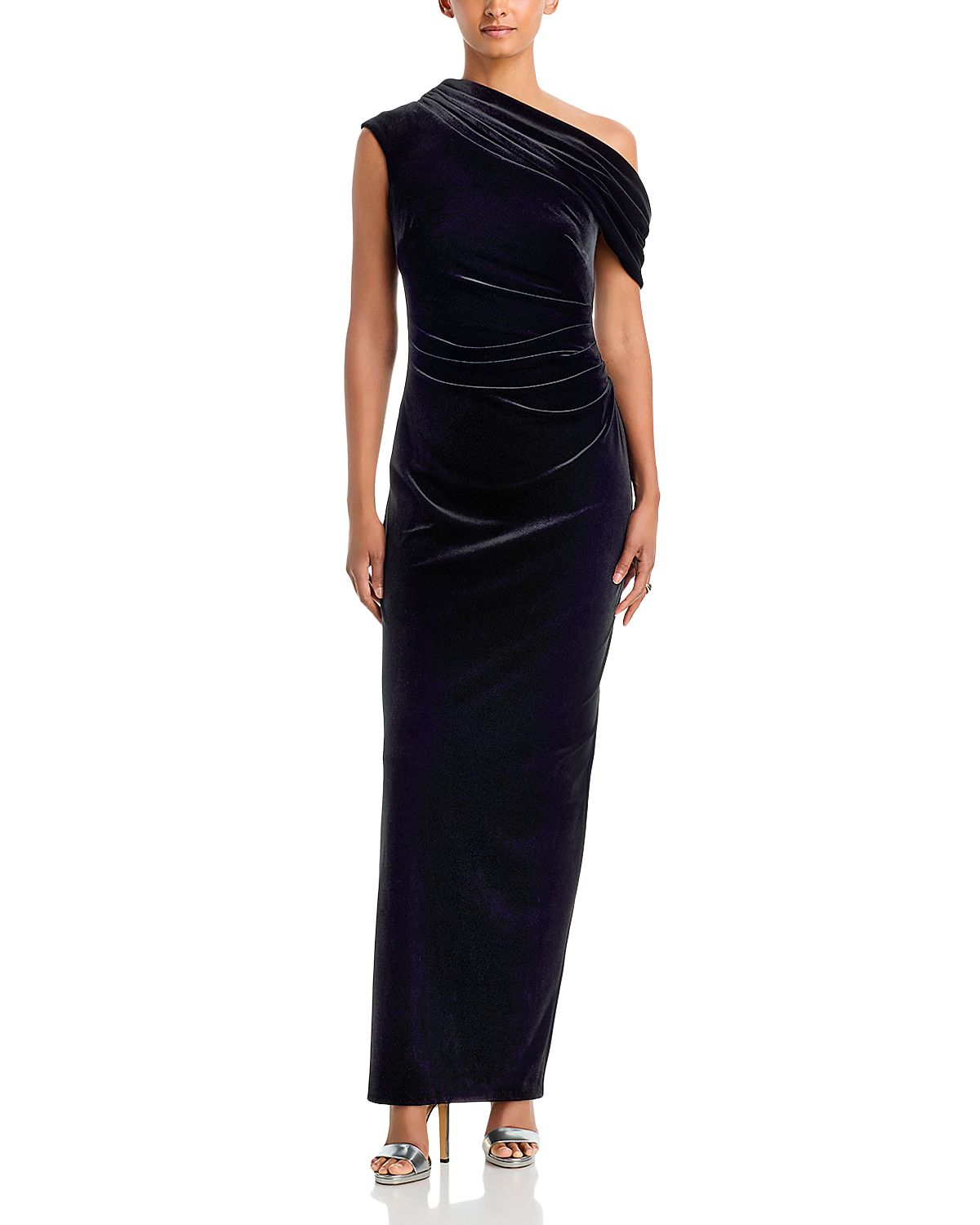 Aqua Asymmetric Velvet Maxi Dress - Exclusive