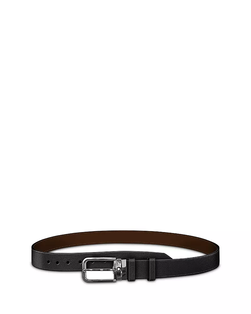 Montblanc Men's Leather Two Tone Rectangle Buckle Belt