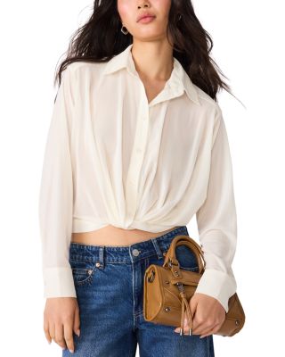 Sage Twisted Hem Button Front Top