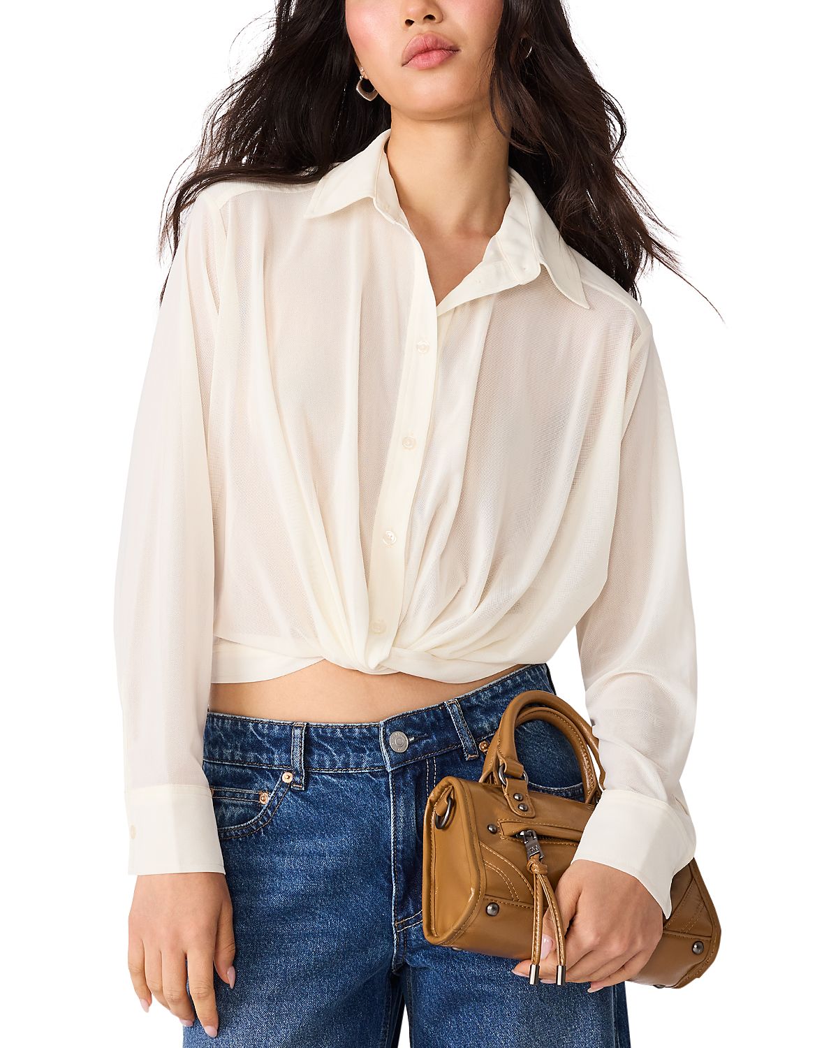 Steve Madden Sage Twisted Hem Button Front Top