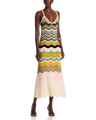 Chevron Cotton Crochet Midi Dress