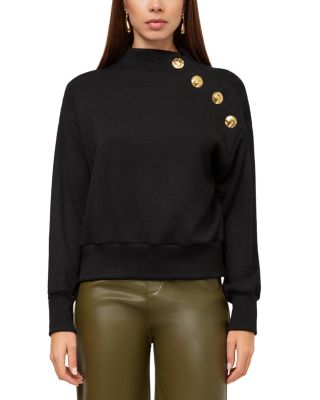 Tessa Mock Neck Button Trim Top