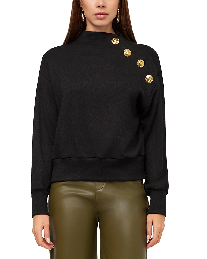 Fifteen Twenty Tessa Mock Neck Button Trim Top