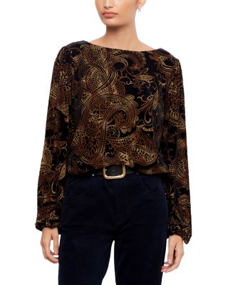 Boat Neck Velvet Burnout Top