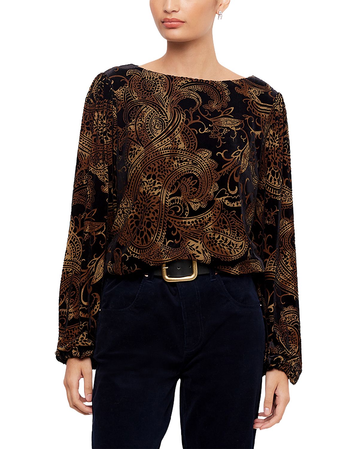 Karen Kane Boat Neck Velvet Burnout Top