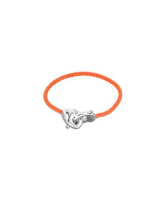 Orange Leather Strap with Sterling Silver-Plated Interlocking Carabiner Detail