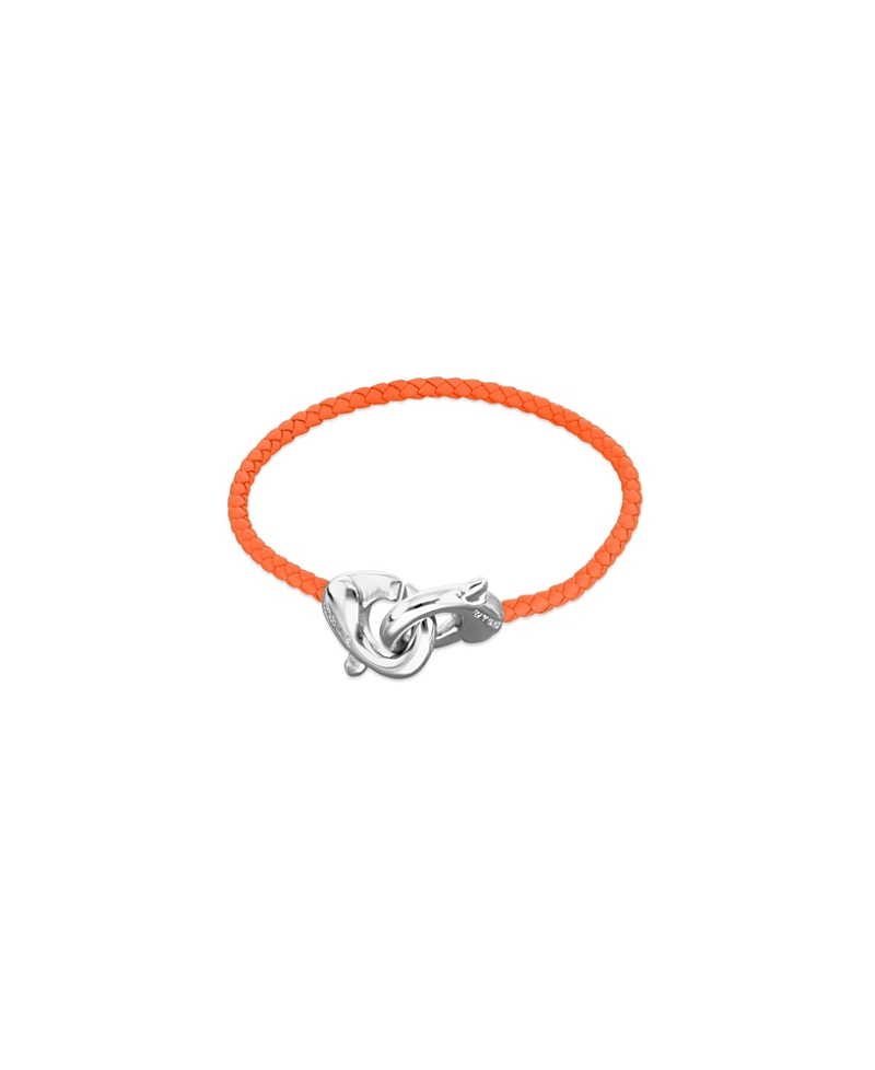 Unode50 Orange Leather Strap with Sterling Silver-Plated Interlocking Carabiner Detail · OS