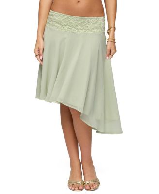 Edikted Evia Lacey Asymmetric Midi Skirt