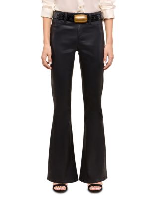 Petites Marty Mid Rise Coated Flare Jeans in Noir