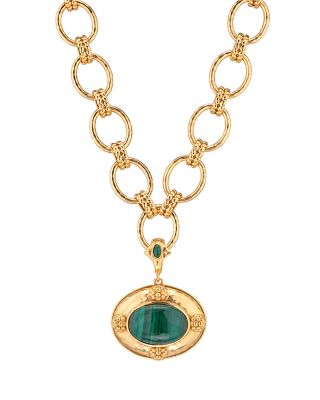 Cleopatra Malachite Removable Pendant Necklace, 16-18"
