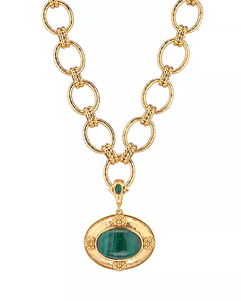 Capucine De Wulf Cleopatra Malachite Removable Pendant Necklace, 16