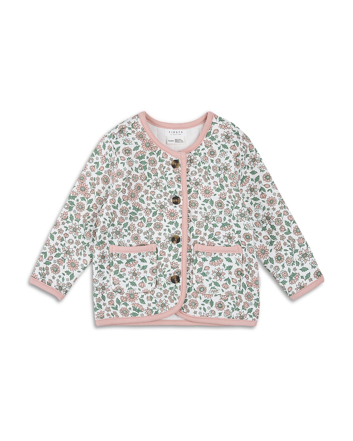 Firsts by petit lem Girls' Farm Floral Quilted Cardigan - Baby