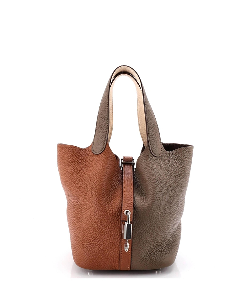 Pre-Owned HERMES Pm Picotin Lock Bag Tricolor Clemence