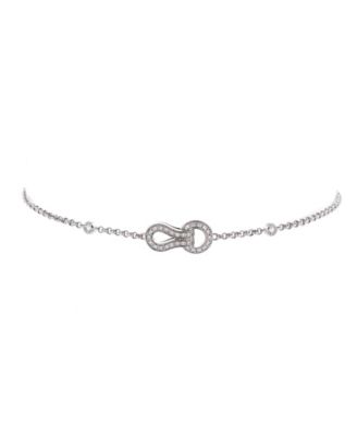  Agrafe Cable Chain Bracelet 18K White Gold with Diamonds