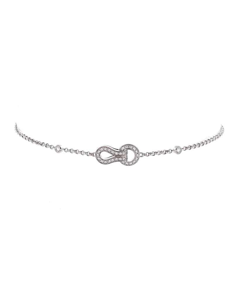 Pre-Owned Cartier Agrafe Cable Chain Bracelet 18K White Gold with Diamonds