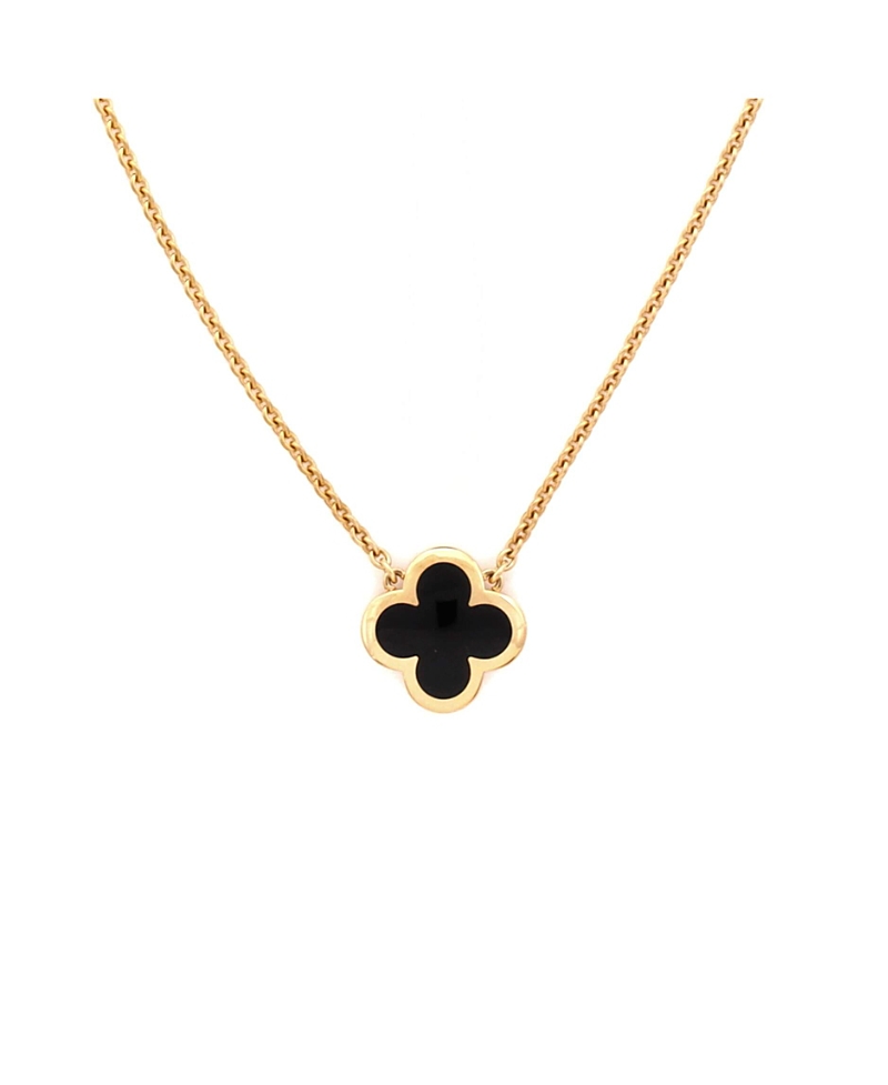 Pre-Owned Van Cleef & Arpels Pure Alhambra Pendant Necklace 18K Gold and Onyx, 16.5