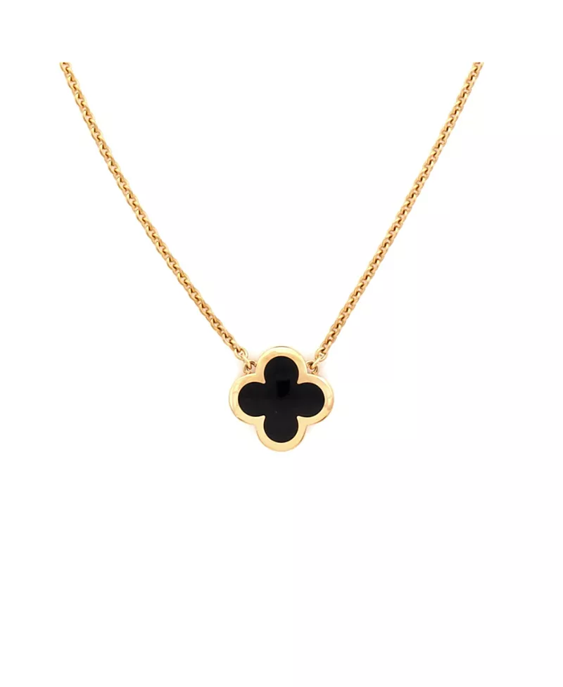 Pre-Owned Van Cleef & Arpels Pure Alhambra Pendant Necklace 18K Gold and Onyx, 16.5