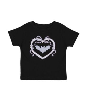 Girls' Rhinestone Bat Patch Halloween Short Sleeve T-Shirt - Baby, Little Kid