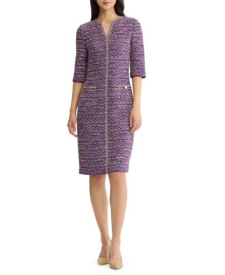 Lurex Eyelash Ribbon Knit Sheath Dress